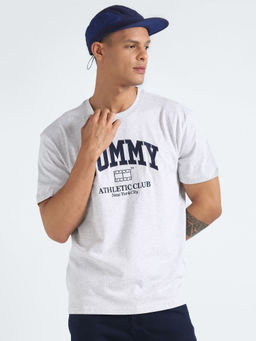 Tommy Hilfiger - Grey Embroidered Logo Regular Fit Cotton T-Shirt