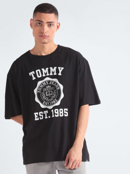 Tommy Hilfiger - Black Oversized Fit Cotton T-Shirt