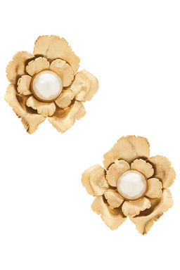 LELET NY - Jasmine Floral Pearl Button Earrings