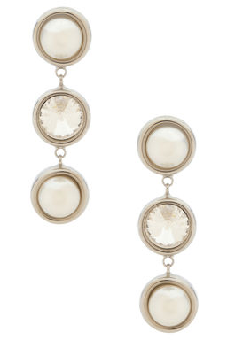 LELET NY - Clare Crystal And Pearl Linear Earrings