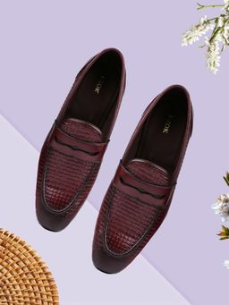 EZOK - Leather Brown Casual Loafer Shoes for Men