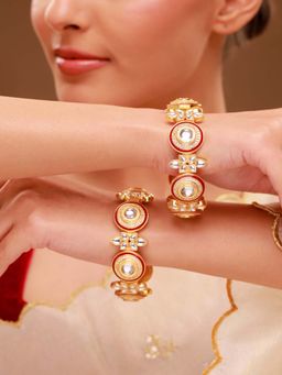 Voylla - White Brass Kundan Bracelets