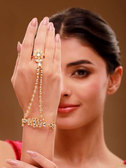 Voylla - White Brass Kundan Hath Phool