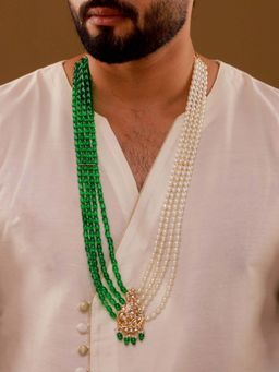 Voylla - Green Brass Kundan Necklace