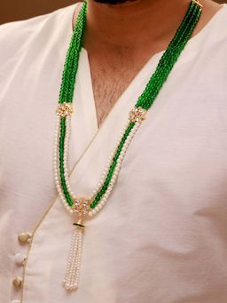 Voylla - Green Brass Kundan Necklace