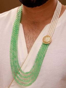 Voylla - Green Brass Kundan Necklace