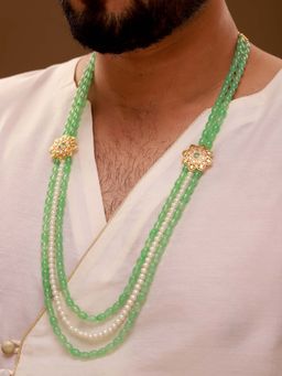Voylla - Green Brass Kundan Necklace