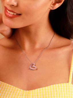 Voylla - Pink Brass Minimal Necklace