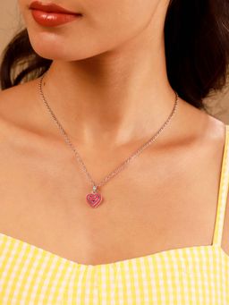 Voylla - Pink Brass Minimal Necklace