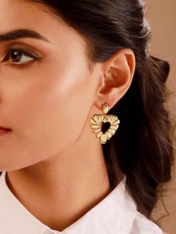 Voylla - Gold Brass Statement Pair Of Earrings