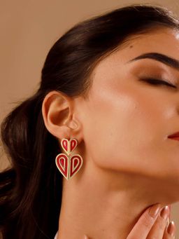 Voylla - Pink Brass Minimal Pair Of Earrings