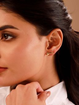 Voylla - Gold Brass Statement Pair Of Earrings