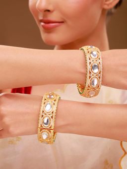 Voylla - White Brass Kundan Bangles