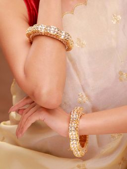 Voylla - White Brass Kundan Bangles