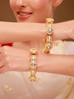 Voylla - White Brass Kundan Bangles