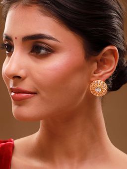 Voylla - White Brass Kundan Pair Of Earrings