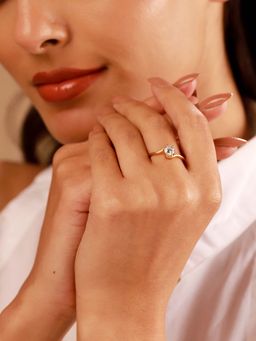 Voylla - White Brass Stones Ring