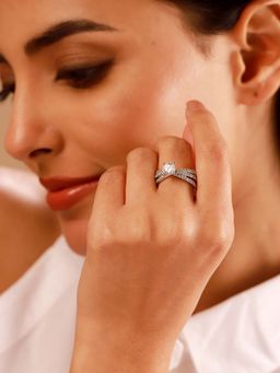 Voylla - White Brass Stones Ring