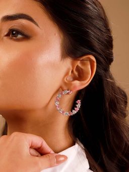 Voylla - Pink Brass Stones Pair Of Earrings