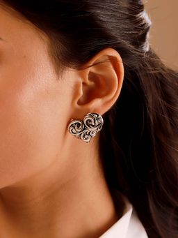 Voylla - Silver Brass Statement Pair Of Earrings