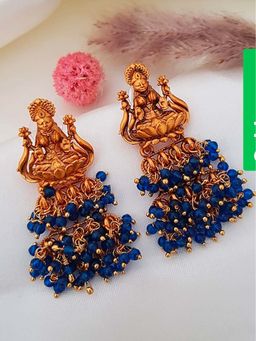 STILEADDA - Blue Brass Temple Pair Of Earrings