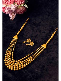 STILEADDA - Green Brass Stones Necklace with Pair Of Earrings