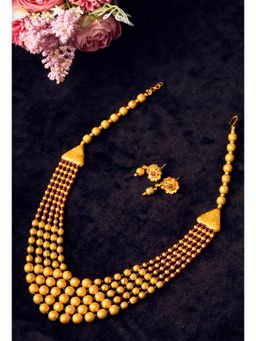 STILEADDA - Multi-Color Brass Stones Necklace with Pair Of Earrings