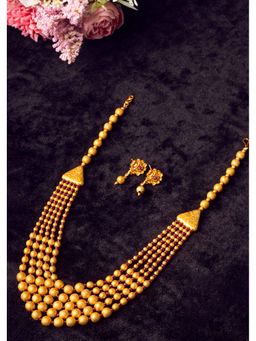 STILEADDA - Red Brass Stones Necklace with Pair Of Earrings