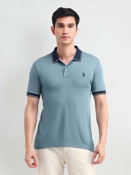 U.S. Polo Assn. Denim Co. - Mens Blue Solid Polo T-shirt