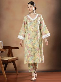 STYLEBAAZI - Women Pure Cotton Multi-Color Floral Kurta with Trouser