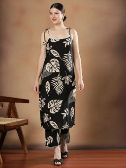 STYLEBAAZI - Women Pure Cotton Black Floral Kurta with Pant