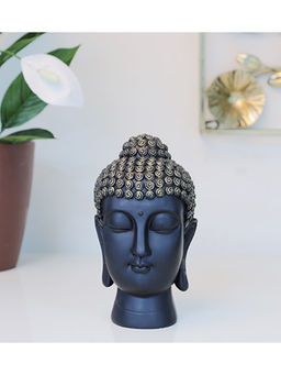 HomeTown - Zen Polyresin Buddha Head in Black-Gold Colour