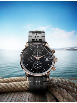 Qorum - Kronos Men Chronograph Black Dial Watch (G108-Black Dial) (M)