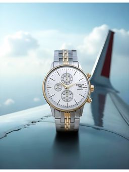 Qorum - Kronos Men Chronograph White Dial Watch (G108-Ivory White Dial) (M)