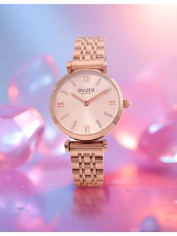 Qorum - Evara Women with Rose Gold Dial Watch (G109 Evara-Rose Gold Dial) (M)