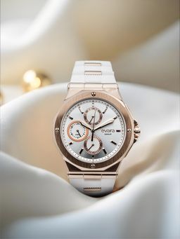 Qorum - Evara Women's White Dial, Rose Gold Case Watch (G113 Evara-Whitedial Rosegold) (M)