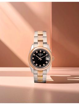 Qorum - Evara Women's Black Studded Dial Watch (G121 Evara-Black Studded Dial) (M)