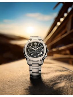 Qorum - Kronos Men Black Dial Chronograph Watch (G130 Kronos-Black Dial Ss) (M)