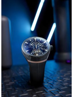 Qorum - Equinox Men’s Skeleton Black Dial Watch (QI 6004 G-3-Black Dial rose) (M)