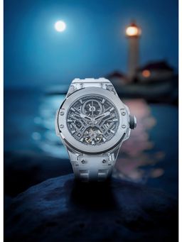 Qorum - Equinox Men’s Skeleton Steel Dial Watch (QI 9030 G-BlueDetailWhiteStrap) (M)