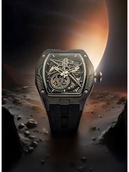 Qorum - Equinox Men’s Skeleton Black Dial, Chrome Detailing Watch (QI 9108 G-Black Dial) (M)