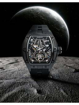 Qorum - Equinox Men Skeleton Black Dial, Silver Detailing Watch (QI 9191 G-1-Black Dial 03) (M)