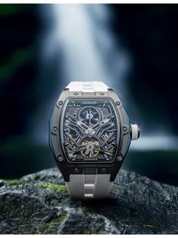 Qorum - Equinox Men Skeleton Black Dial Watch (QI 9191 G-3-Black Dial blue) (M)