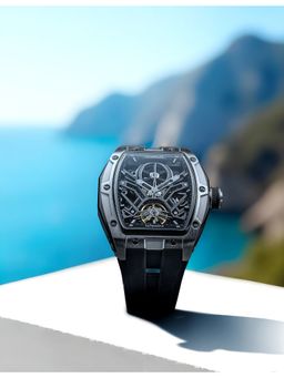 Qorum - Equinox Men Skeleton Black Dial Watch (QI 9191 G-3-Black Dial silver) (M)