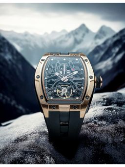 Qorum - Equinox Men’s Skeleton Black Dial Watch (QI 9198 G-1-Black Dial) (M)