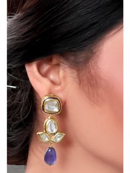 Joules By Radhika - Pret By Joules By Radhika Purple Drop Kundan Chandelier Earrings