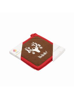 The Hive - RTR Maroon 2 Pieces Oven Microwave Cotton Pot Holders Trivets