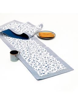 The Hive - Blue Vine Blue Cotton Dining Table Runner for 6 Seater