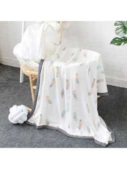 Elementary - Organic Muslin Cotton Reversible Multicolor Feather Dohar Blanket