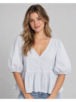 Twenty Dresses by Nykaa Fashion - Women Blue Stripe Cotton Top